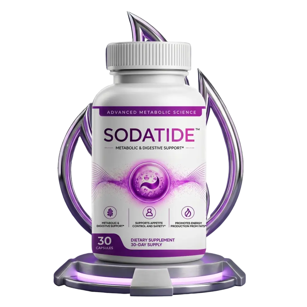 A single bottle of SodaTide showing the 30-capsule count