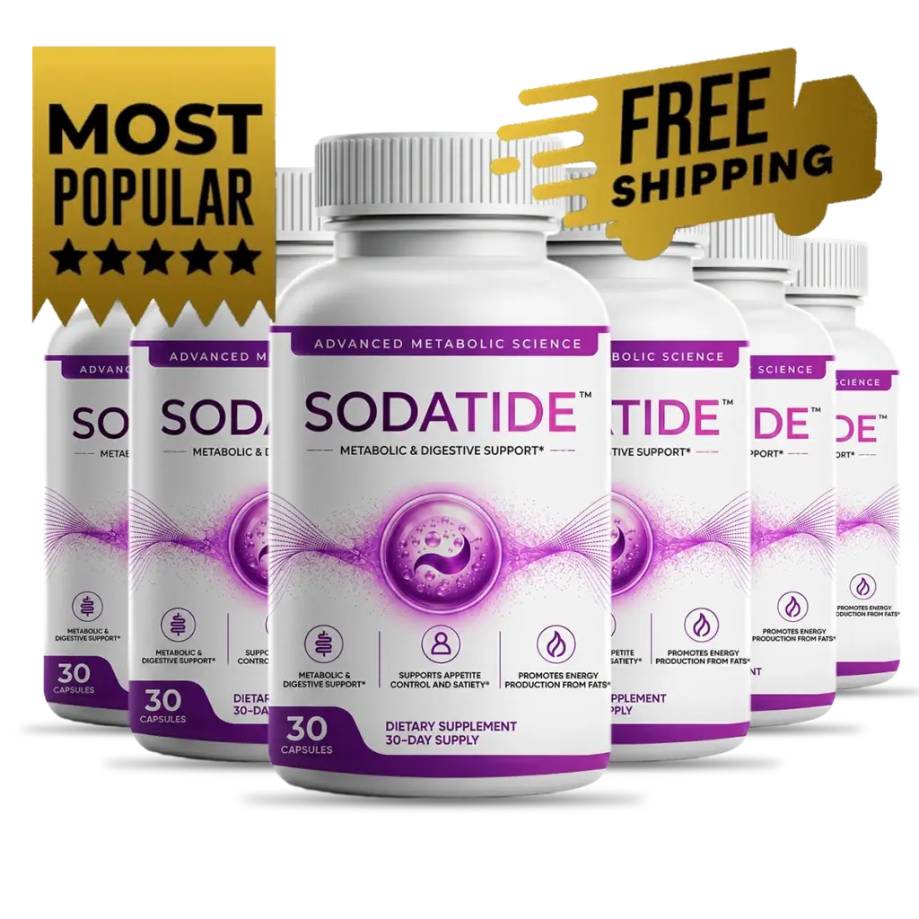 SodaTide six-bottle bundle of metabolic and digestive support capsules
